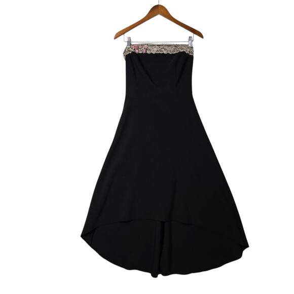 Ruby Rox Dresses & Skirts - Ruby Rox Strapless Dress 11 Black Lace Rosette High Low Y2K Coquette Prom Party
